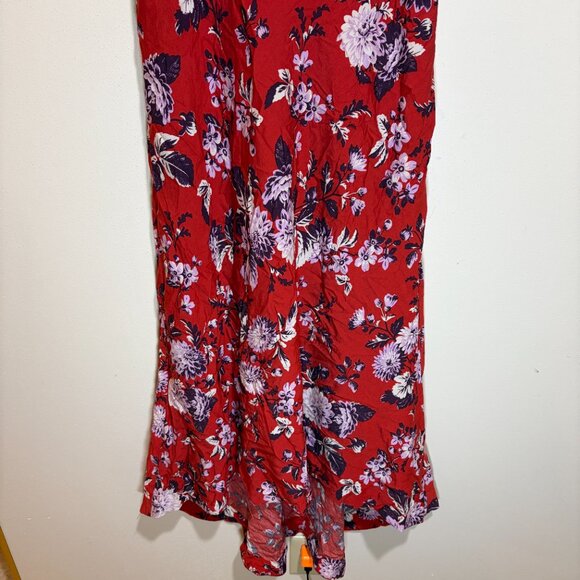 Anthropologie Maeve Red Floral Puff Sleeve Midi Dress - Picture 7 of 16
